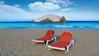 idyllic shore beach turquoise water hammock and parasol