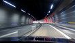 front of the car in the tunnel