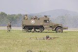 Photo: World War II reenactment of a battle between American infantryman and German soldiers at Mid-Atlantic Air Museum World War II Weekend and Reenactment in Reading, PA held June 18, 2008 World War II reenactment of a battle between American infantryman and German soldiers at Mid-Atlantic Air Museum World War II Weekend and Reenactment in Reading, PA held June 18, 2008