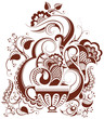 Cup of tea with floral design (in mehndi style)