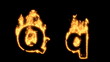 Upper and lower case Q bursting into flames.