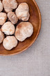 Monkey head mushroom in a wooden bowl