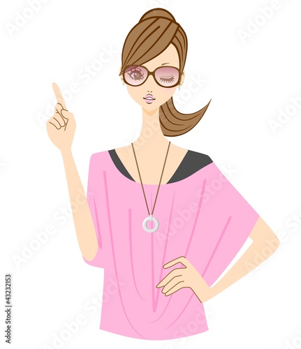 Illustration: ファッション 女性 指差し ファッション 女性 指差し