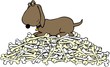 Illustration: Dog guarding a pile of bones Dog guarding a pile of bones