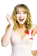 Happy excited woman with wide smile