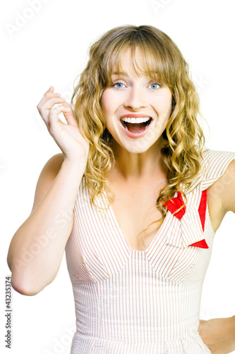 Photo: Happy excited woman with wide smile Happy excited woman with wide smile