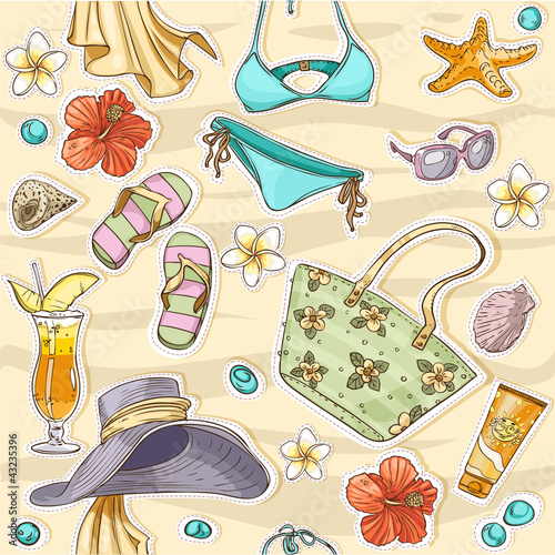 Vektor: color seamless background on a beach theme color seamless background on a beach theme