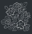 Vector: black background with white decorative flowers black background with white decorative flowers