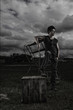 Photo: Dark stormy portrait sexy man Dark stormy portrait sexy man