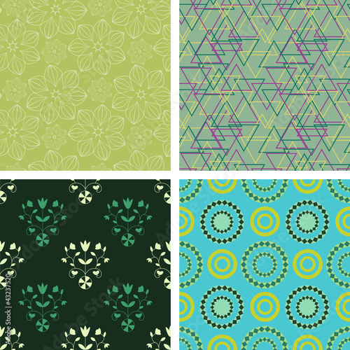 Vector: Seamless decorative floral and abstract patterns Seamless decorative floral and abstract patterns