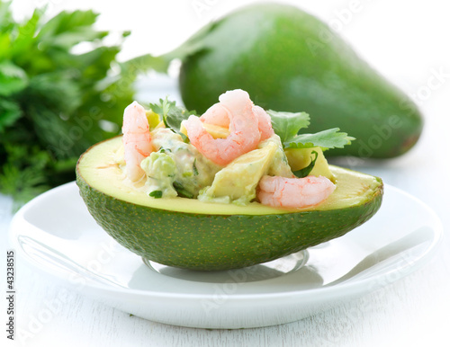 Photo: Avocado and Shrimps Salad. Appetizer Avocado and Shrimps Salad. Appetizer
