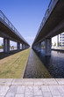 Metro lines above canal in Copenhagen, Denmark