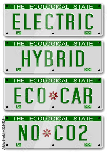 Illustration: electric hybrid car plates electric hybrid car plates