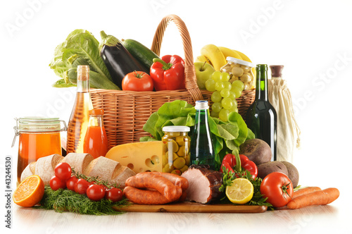 Photo: Composition with variety of grocery products Composition with variety of grocery products