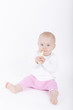 baby girl eating a banana