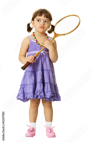 Photo: Little girl with a badminton racket Little girl with a badminton racket