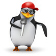 3d Penguin in baseball cap raps to the crowd