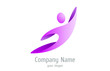 Logo abstract. Flying man icon. 3D logotype. Vector.