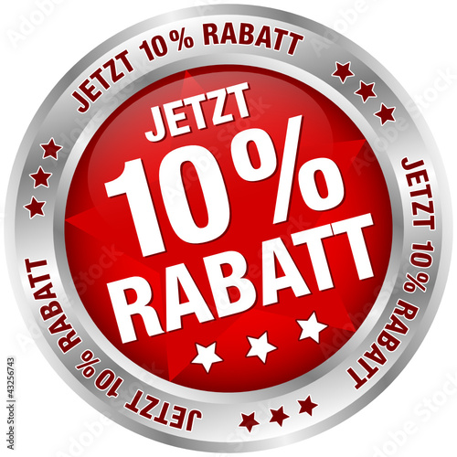 Vektor: Button "Jetzt 10% Rabatt" rot/silber Button "Jetzt 10% Rabatt" rot/silber