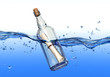 Message in a bottle floating in water