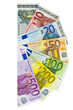 Ein Fächer mit Eurobanknoten von 5 bis 500