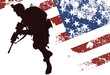 Vektor: US solgier with an American Flag on the background US solgier with an American Flag on the background