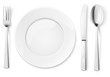 Empty plate with spoon, knife and fork