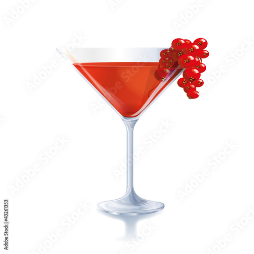 Vektor: Roter süßer Cocktail mit Früchten Roter süßer Cocktail mit Früchten