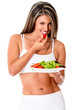 Woman eating a salad