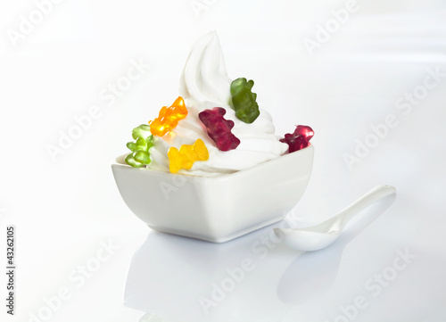 Photo: Vanilla icecream with gummy bears Vanilla icecream with gummy bears