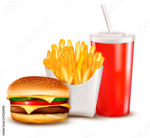 Vektor: Group of fast food products illustration Group of fast food products illustration