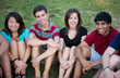 Group of Multi-ethnic happy teenagers outside