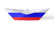 Paper Boat with Russian Flag