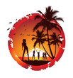 Tropical beach party. Party Woman Vector Background