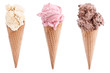 Different sorts of Ice Cream in a waffles