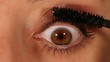 Eye expression closeup - rimmel, mascara application