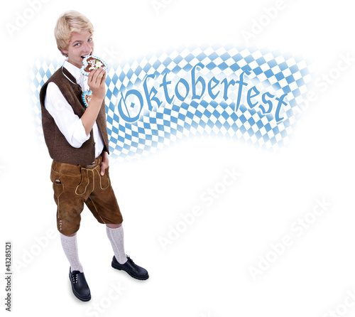 Foto: Oktoberfestbanner mit jungem, attraktiven Mann Oktoberfestbanner mit jungem, attraktiven Mann