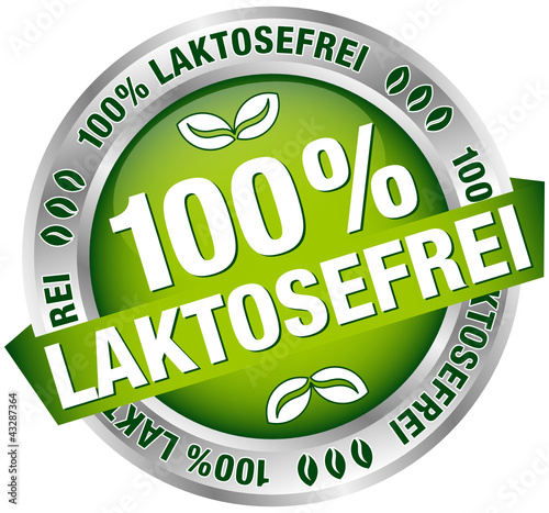 Vektor: Button Banner "100 % Laktosefrei" grün/silber Button Banner "100 % Laktosefrei" grün/silber