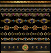Vector set of golden ornate border set for design