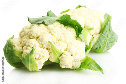 Photo: Fresh cauliflowers isolated on white Fresh cauliflowers isolated on white