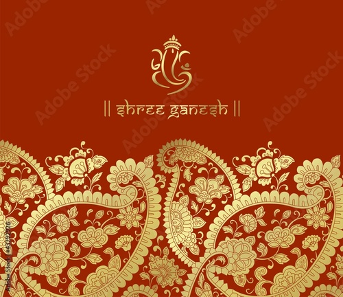 Vector: Ganesha, Hindu wedding card, royal Rajasthan, India Ganesha, Hindu wedding card, royal Rajasthan, India