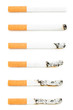 Different cigarettes burning