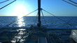Catamaran, sailing to sunrise, Cuba