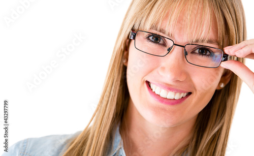 Photo: Woman wearing eyeglasses Woman wearing eyeglasses