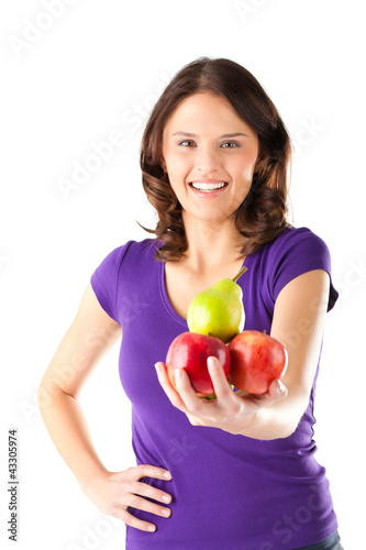 Photo: Healthy eating - woman with apples and pear Healthy eating - woman with apples and pear