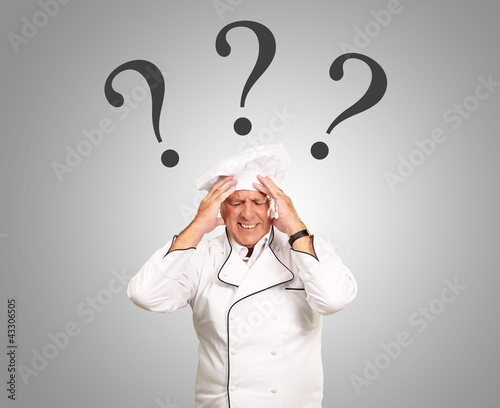 Photo: Frustrated Chef With Question Mark Frustrated Chef With Question Mark
