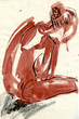 sitting ballerina, black charcoal and water colors)