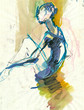 after the performance, black charcoal and water colors