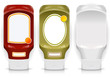 Three generic plastic flacon with labels