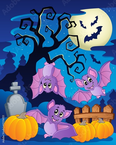 Vector: Scene with Halloween tree 5 Scene with Halloween tree 5